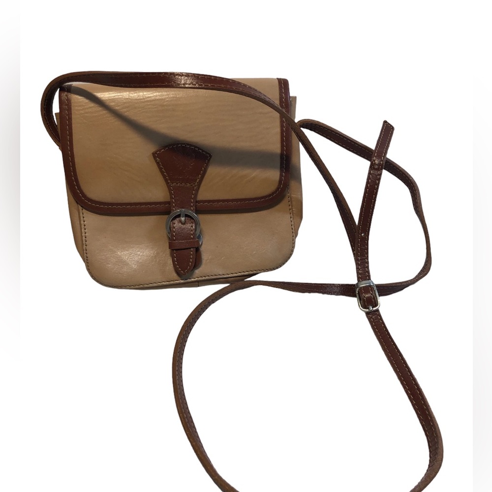 Vera Pelle Leather Crossbody small bag Made in Italy Tan Brown